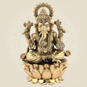 Ganesha Idol – 5.25" Handcrafted Pure Brass Murti