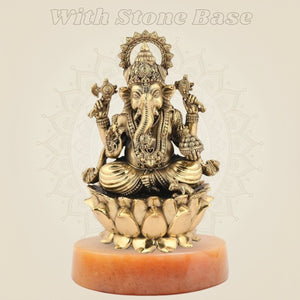Ganesha Idol – 5.25" Handcrafted Pure Brass Murti Lightweight Artisan for Pooja & Decor - Luxeartisanship