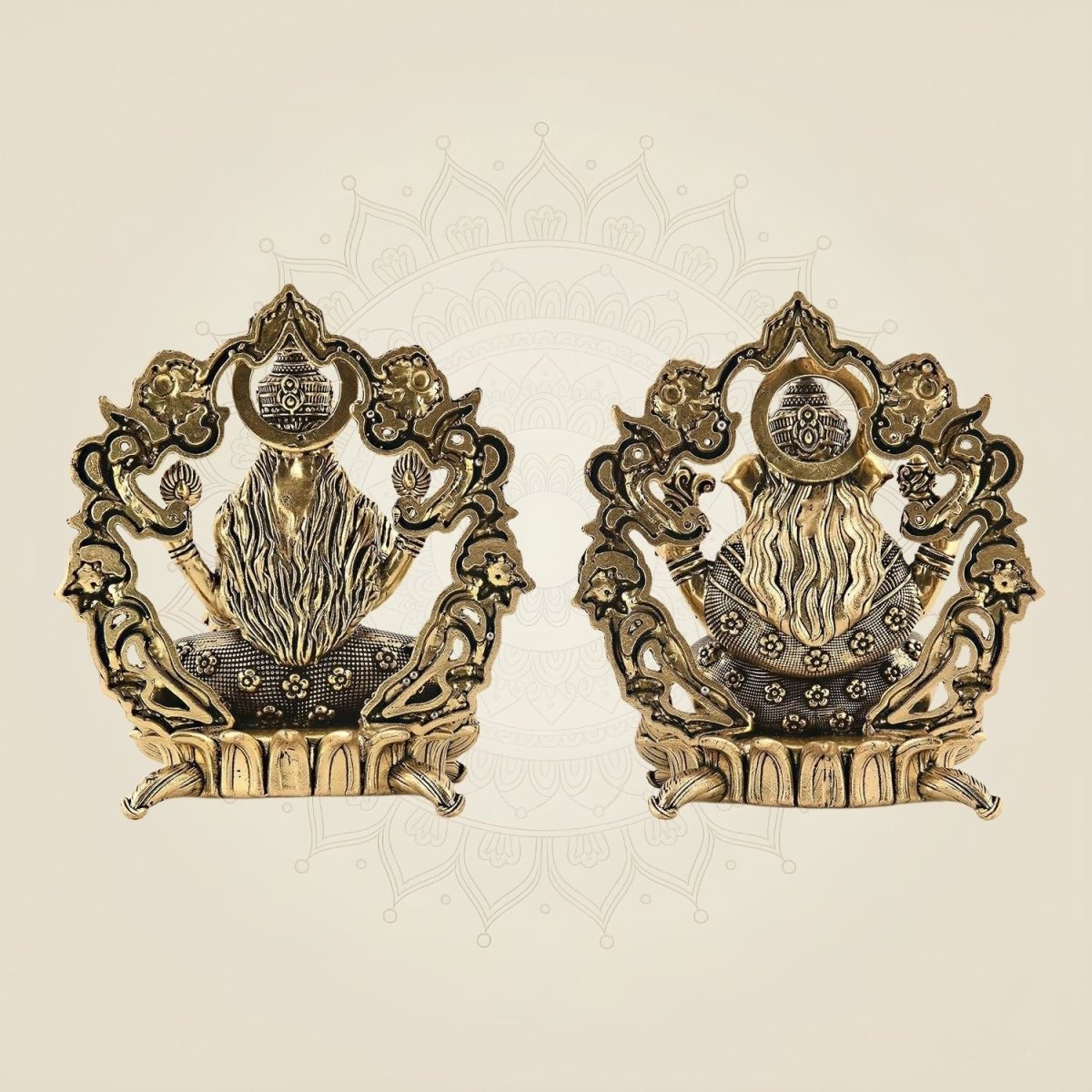 Ganesh Laxmi Brass Idol Singhasan Statues