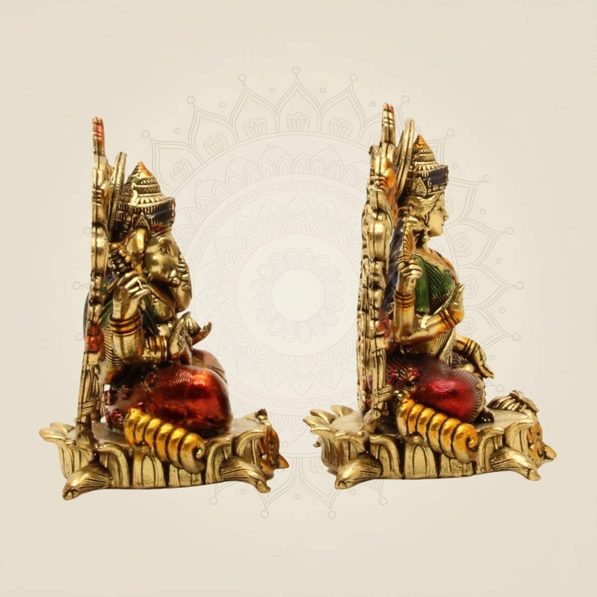 Brass Ganesha Laxmi Idol Pair