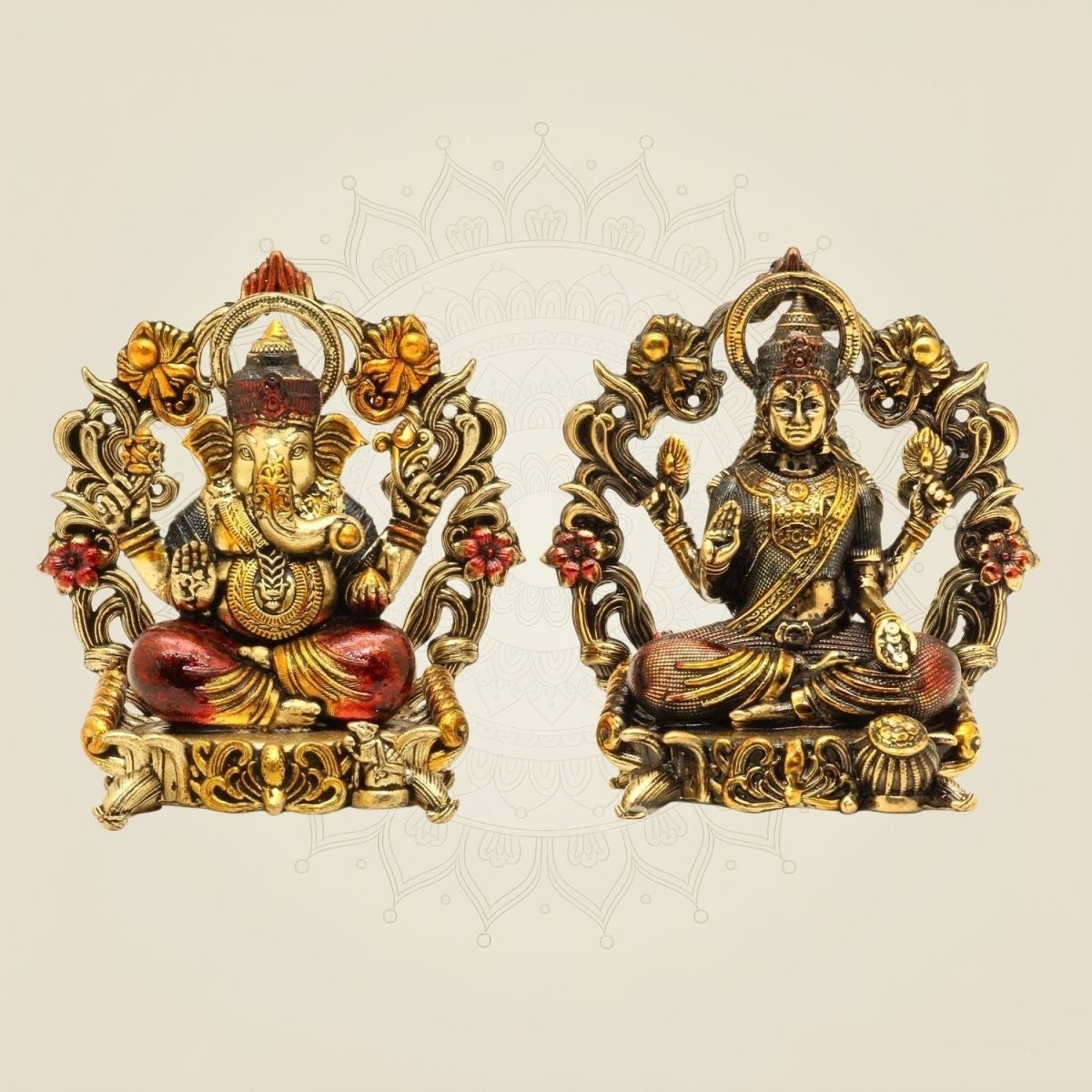 Ganesha Laxmi Brass Idol Pair