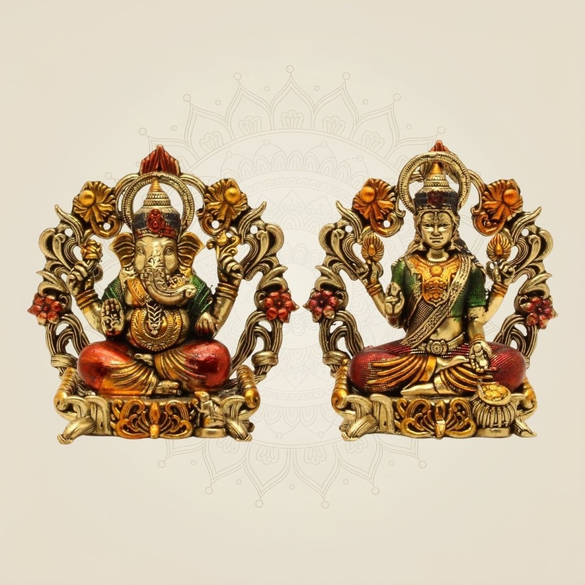 Ganesh Laxmi Brass Idol Pair Statues