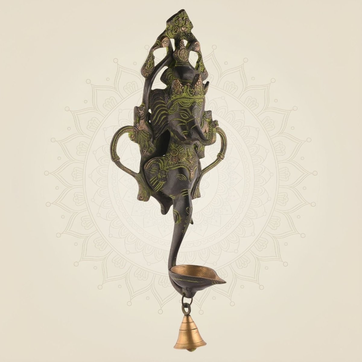 Brass Ganesha Wall Hanging with Oil Lamp