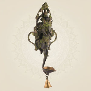 Brass Ganesha Wall Hanging with Oil Lamp