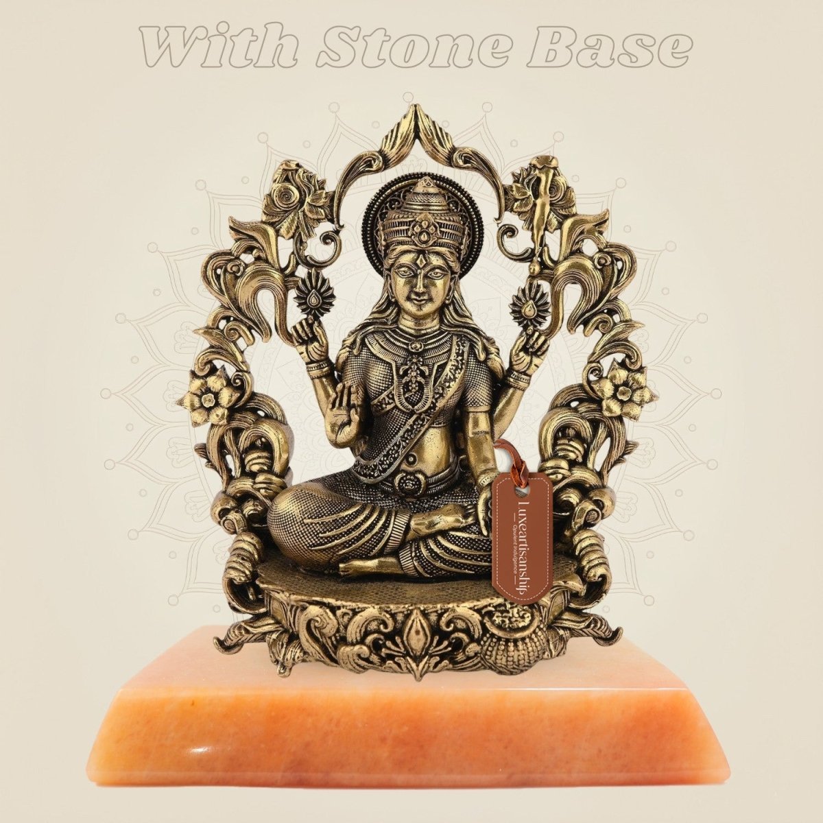 Goddess Laxmi statue on stone base