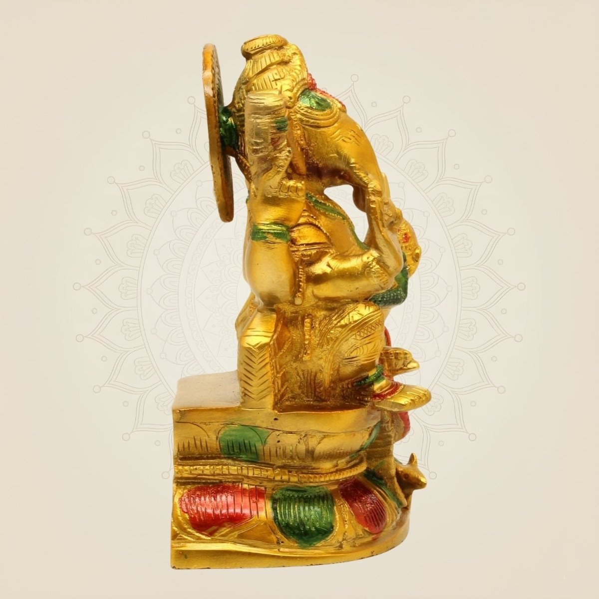Hand - Painted Brass Ganesha Idol – 7.5" Murti for Mandir & Gift Decor - Luxeartisanship
