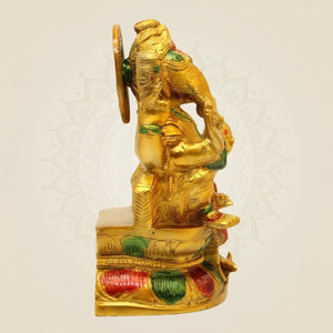 Hand - Painted Brass Ganesha Idol – 7.5" Murti for Mandir & Gift Decor - Luxeartisanship