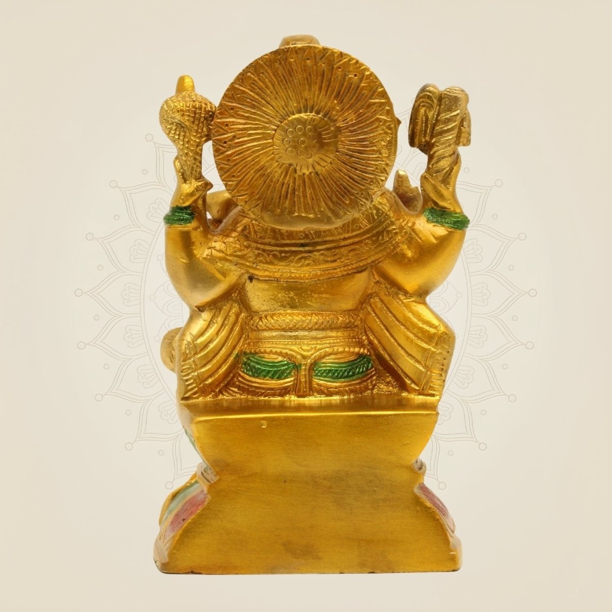 Hand - Painted Brass Ganesha Idol – 7.5" Murti for Mandir & Gift Decor - Luxeartisanship