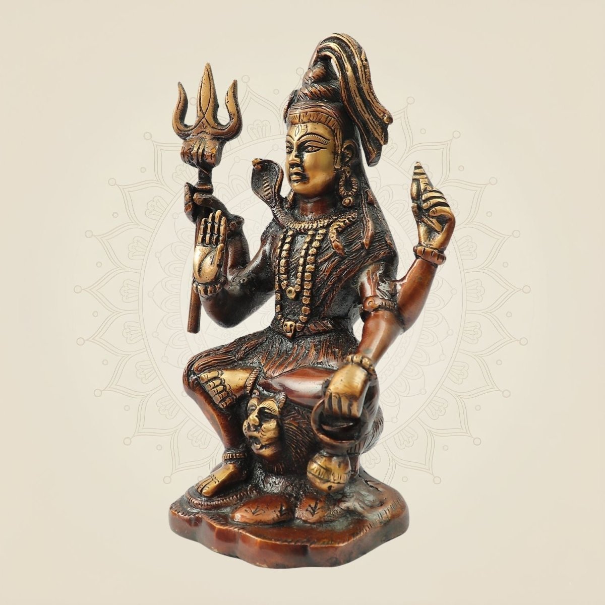 Brass Shiva Idol with Trishul & Damru | Evil Destroyer Murti