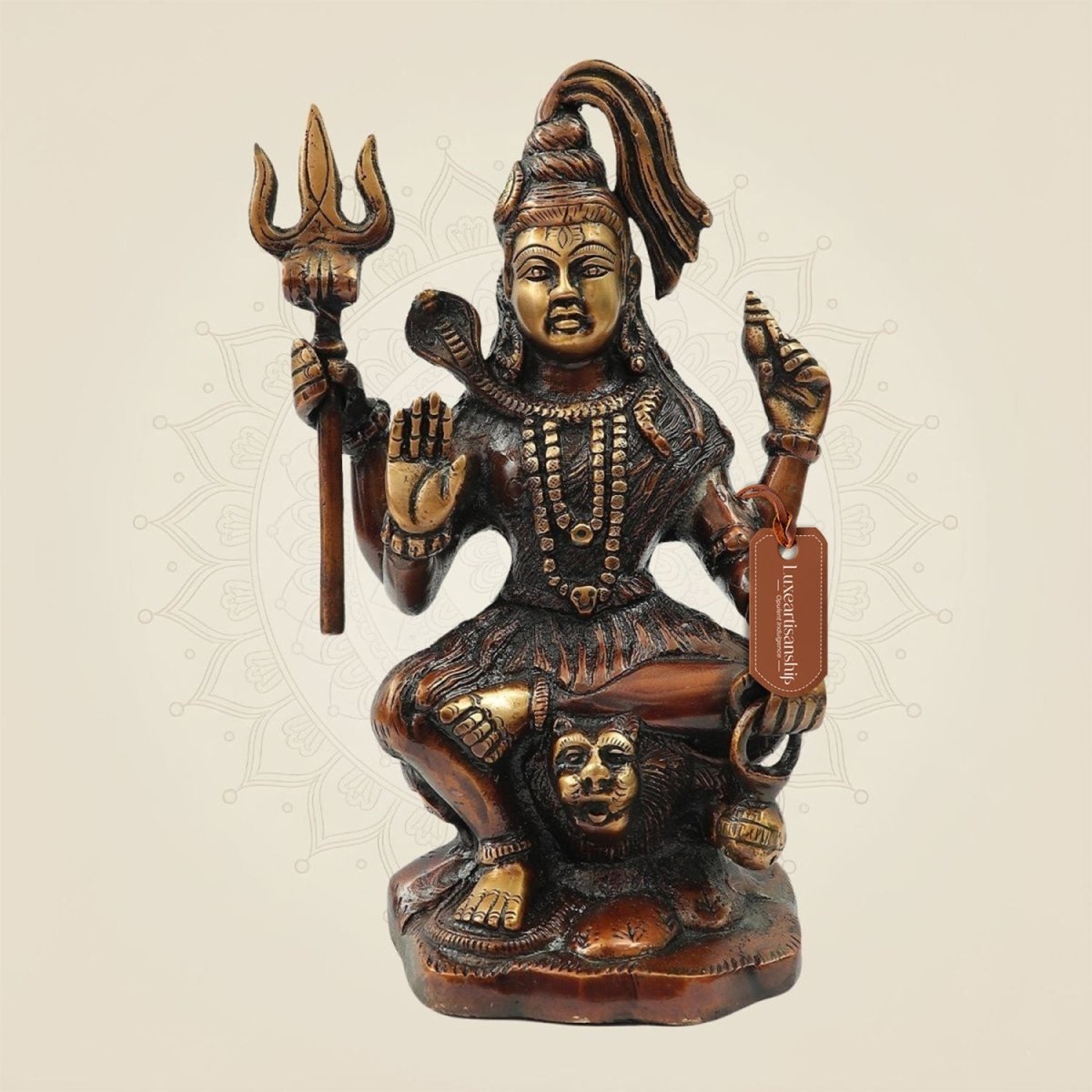 Hand Painted Brass Shiva Idol with Trishul & Damru