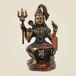 Hand Painted Brass Shiva Idol with Trishul & Damru