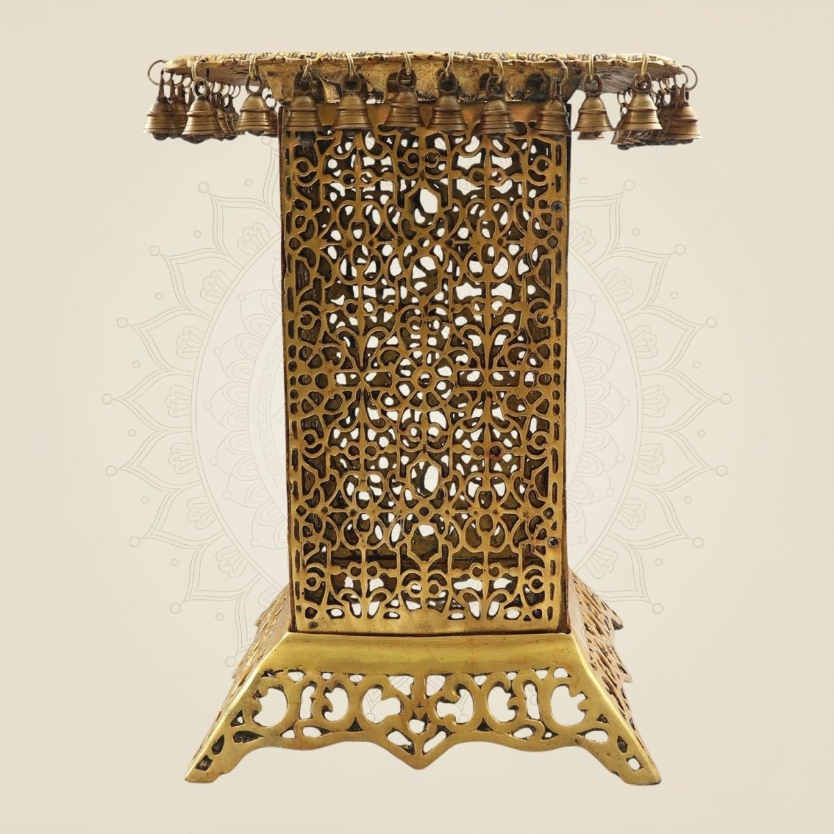 Handcrafted Brass Chowki Table 20.5" – Perfect Altar for Deities & Pooja - Luxeartisanship