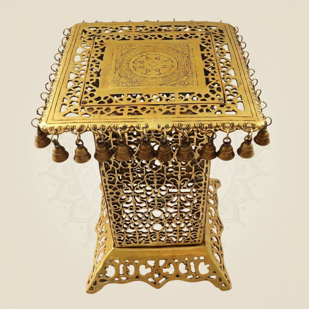 Handcrafted Brass Chowki Table - Luxeartisanship