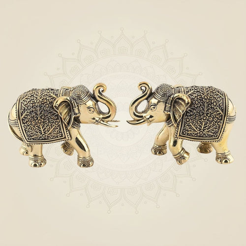 Handcrafted Brass Elephant Pair – 3" Superfine Lightweight Idol
