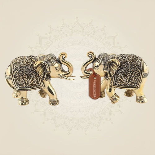 Handcrafted Brass Elephant Pair – 3" Superfine Lightweight Idol