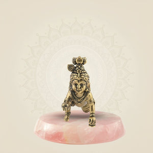 Handmade Brass Laddu Gopal Idol with stone base