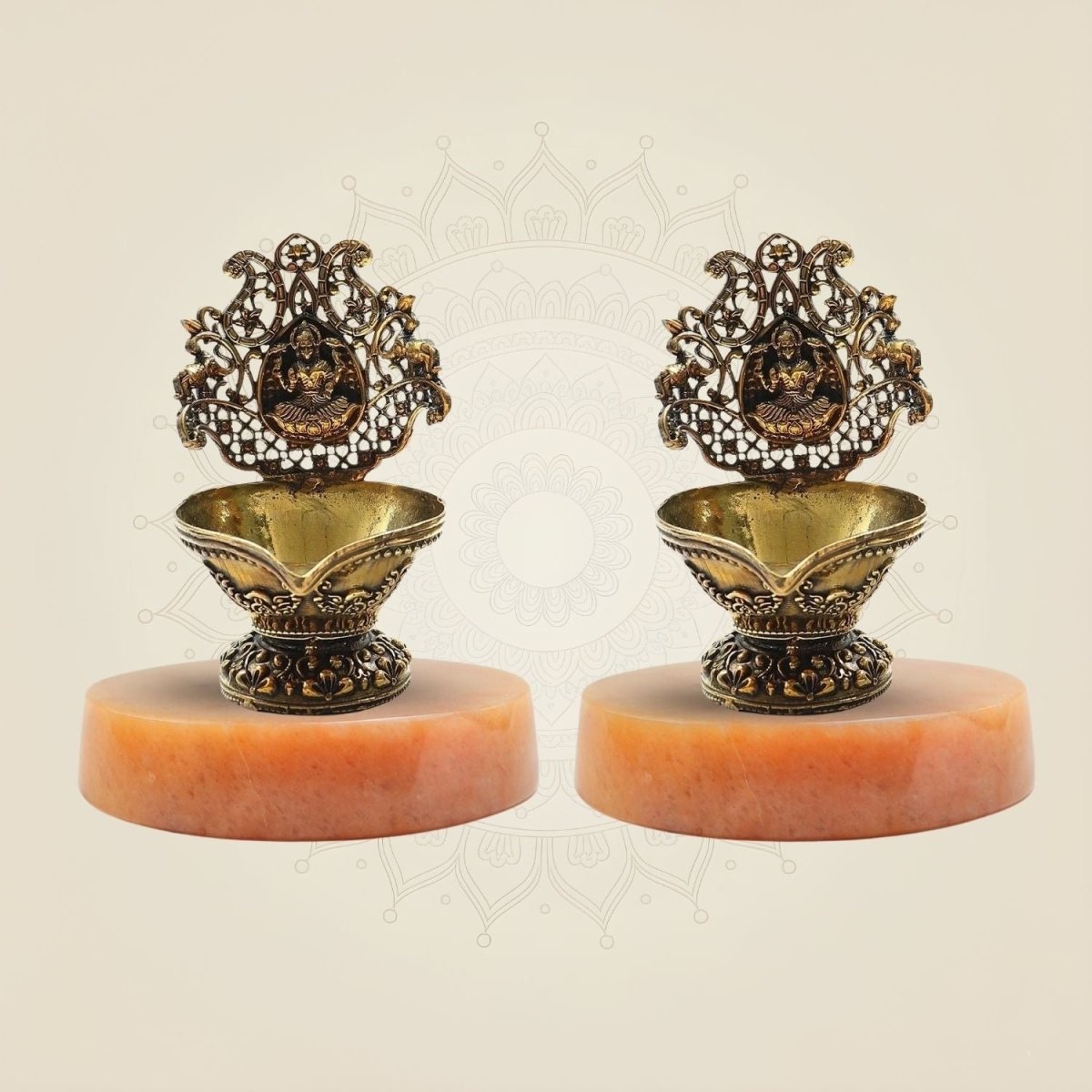 Handcrafted Brass Lakshmi Diya – Traditional Ritual Oil Lamp for Puja & Home Décor - 3.25" - Luxeartisanship