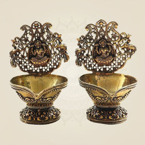 Handcrafted Brass Lakshmi Diya – Traditional Ritual Oil Lamp for Puja & Home Décor - 3.25" - Luxeartisanship