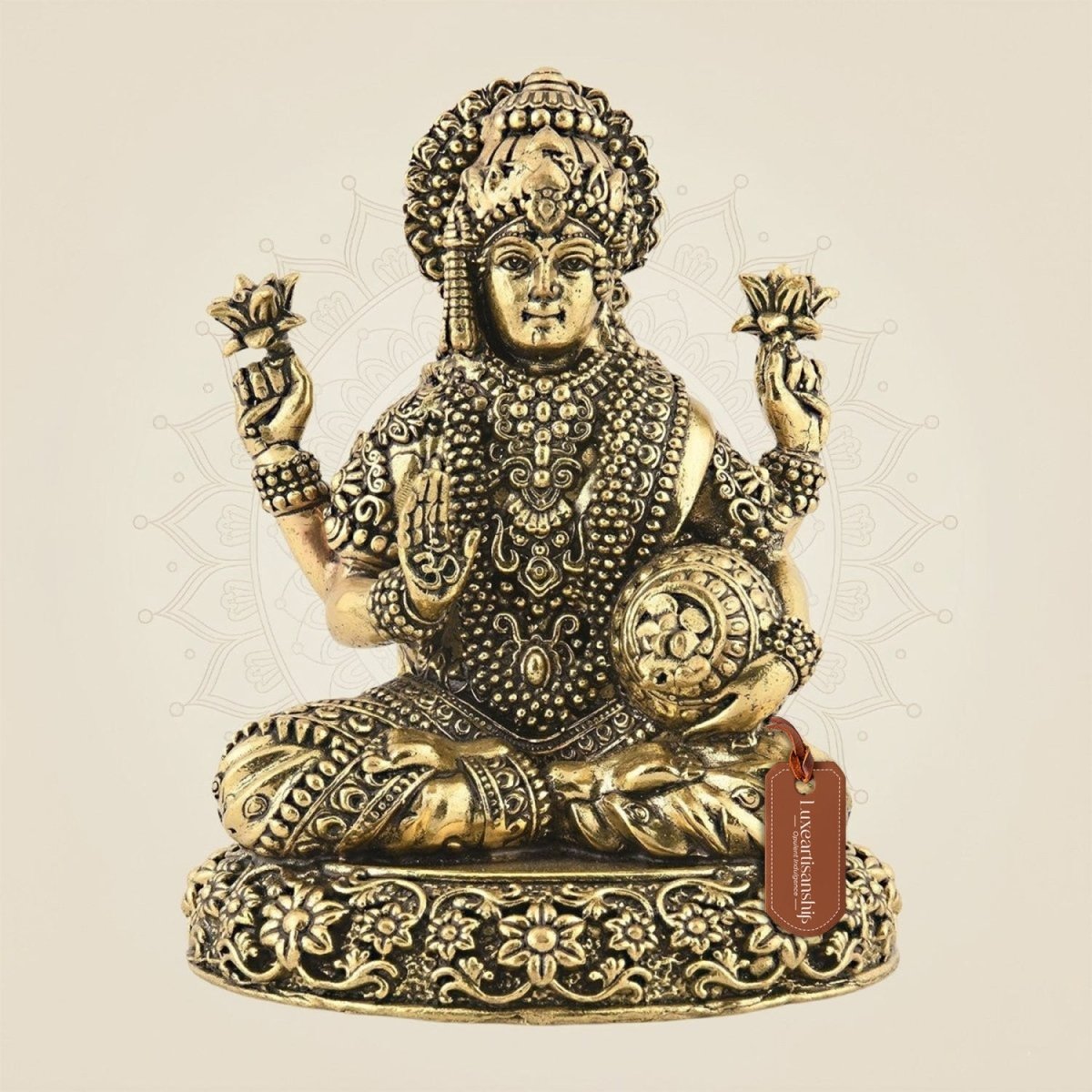 Handcrafted Brass Laxmi Idol 4.75"