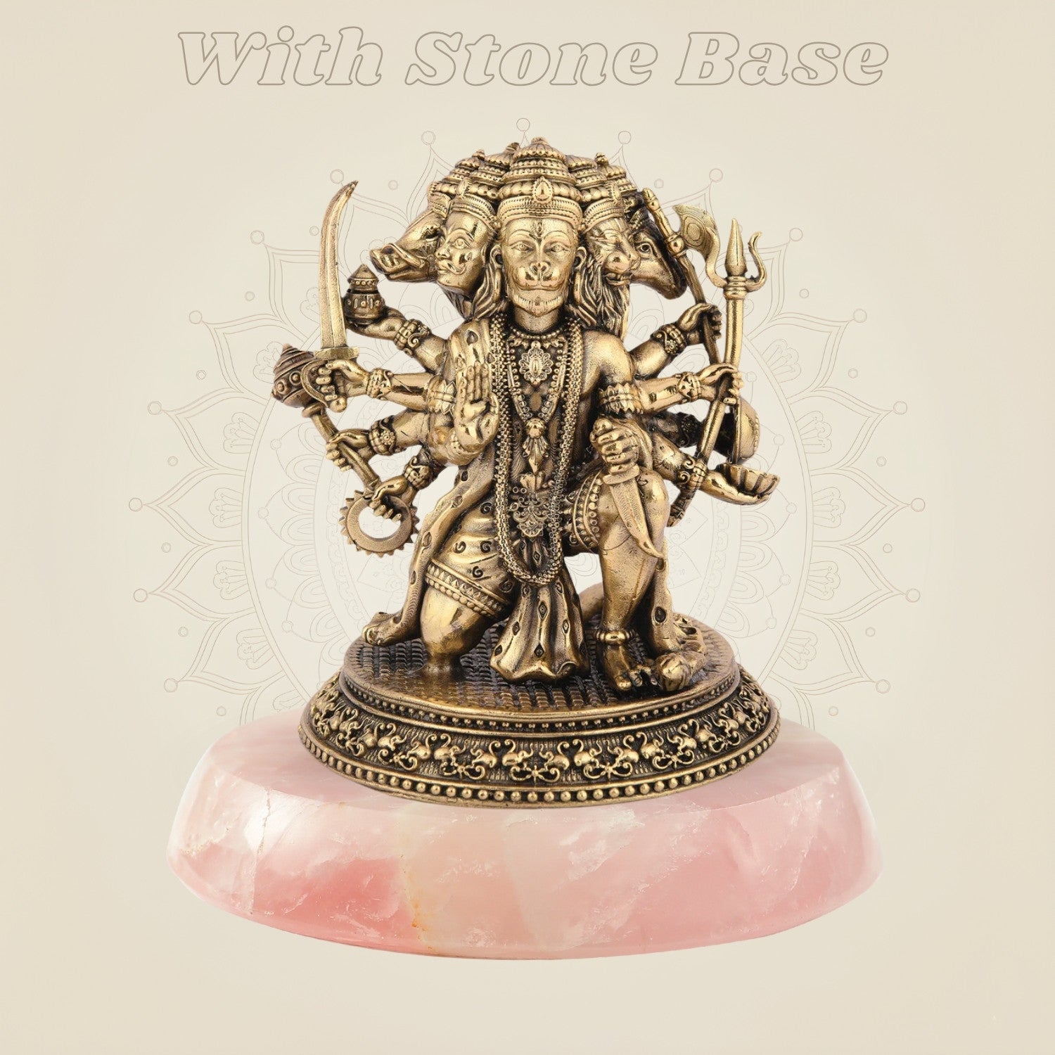 Small brass Hanuman idol with stone base
