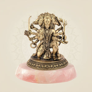 Small brass Hanuman idol with stone base