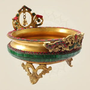 Handcrafted Brass Urli 9" - Bell Accents