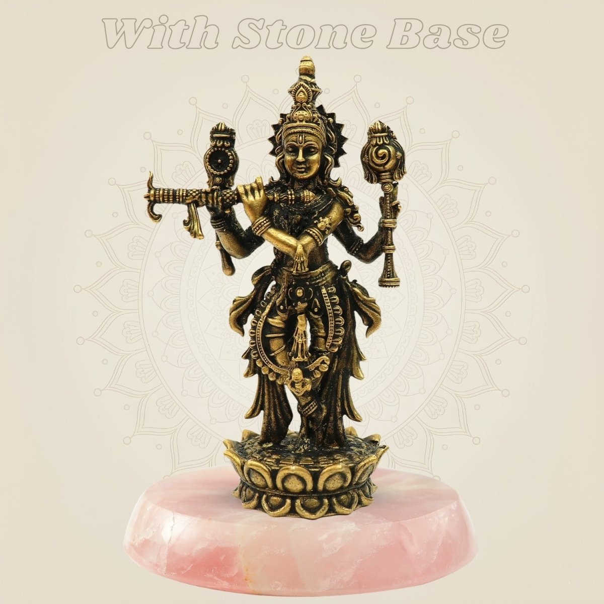 Handcrafted Bronze Krishna Idol with stone base