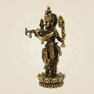 Flute Playing Murti for Mandir - 4"