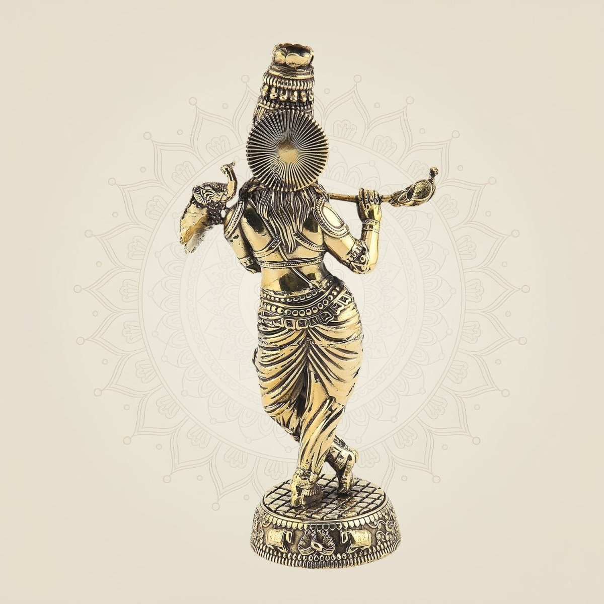 Handcrafted Krishna Brass Idol 9.5"