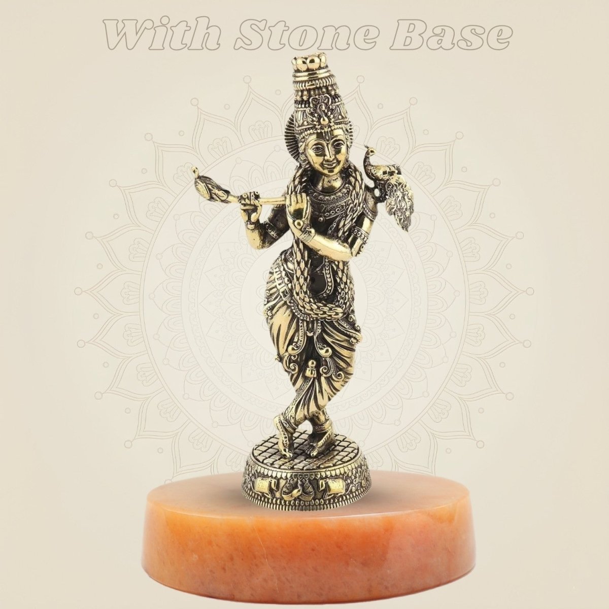 Handcrafted Krishna on gemstone base