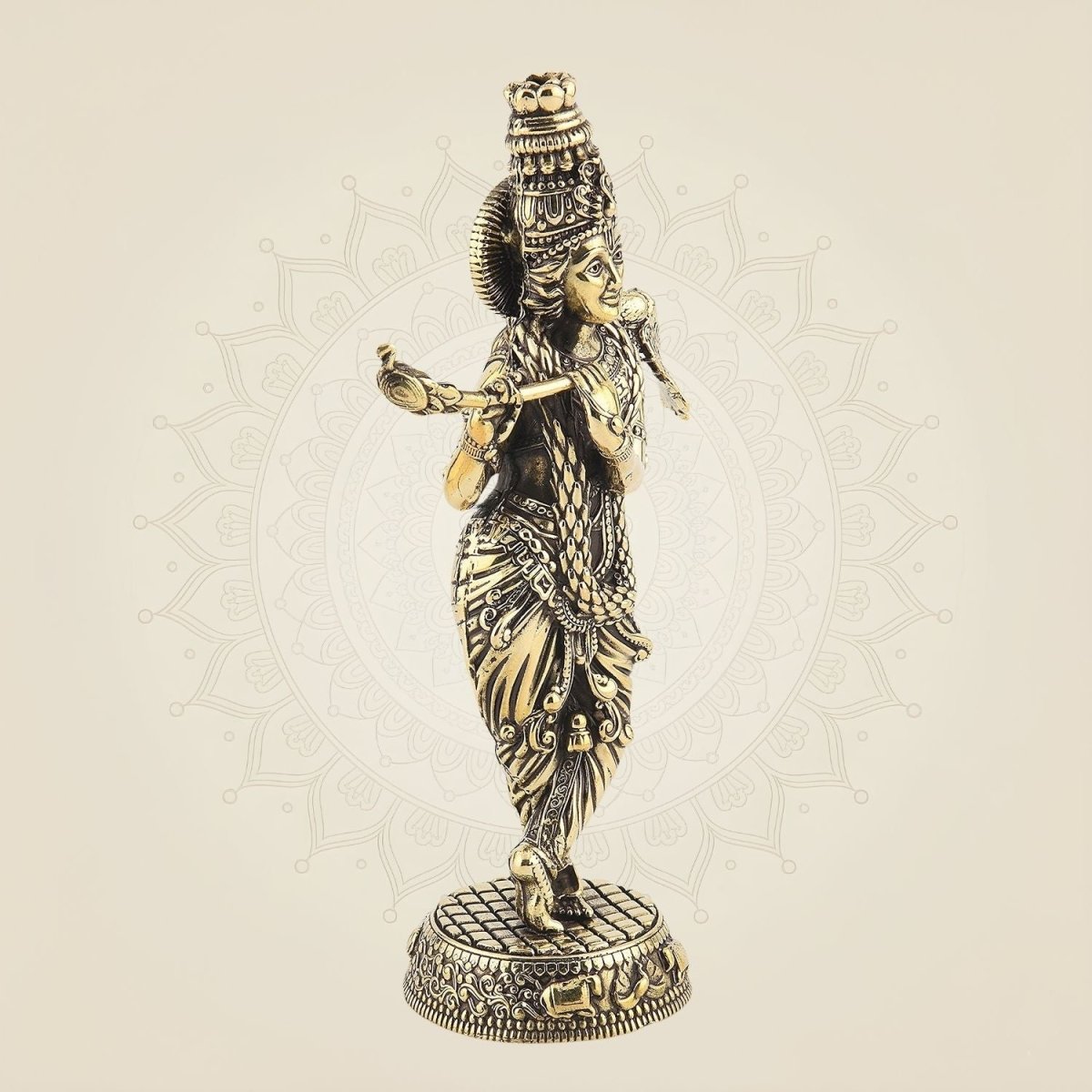 Flute Player Murti with Decorative Base