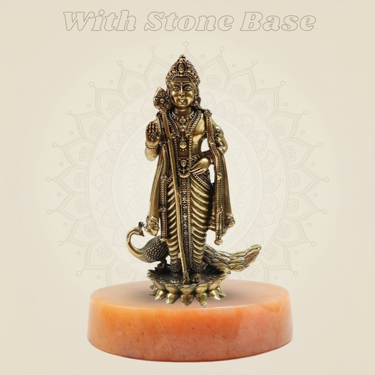 Lord Murugan Brass Idol with Stone Base