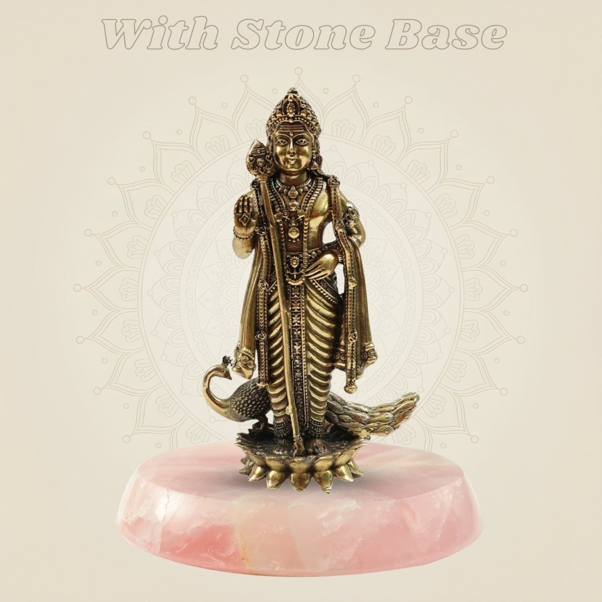 Lord Murugan Brass Idol with Stone Base