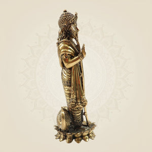 Handcrafted Lord Murugan Brass Statue with Peacock for Temple & Gift "6 - Luxeartisanship