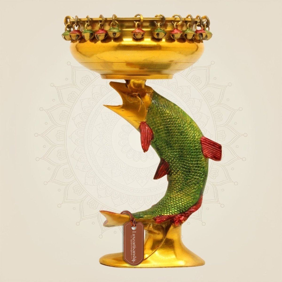 Handcrafted Multicolor Brass Fish Urli Bowl – Designer Decorative 10.75 - Luxeartisanship