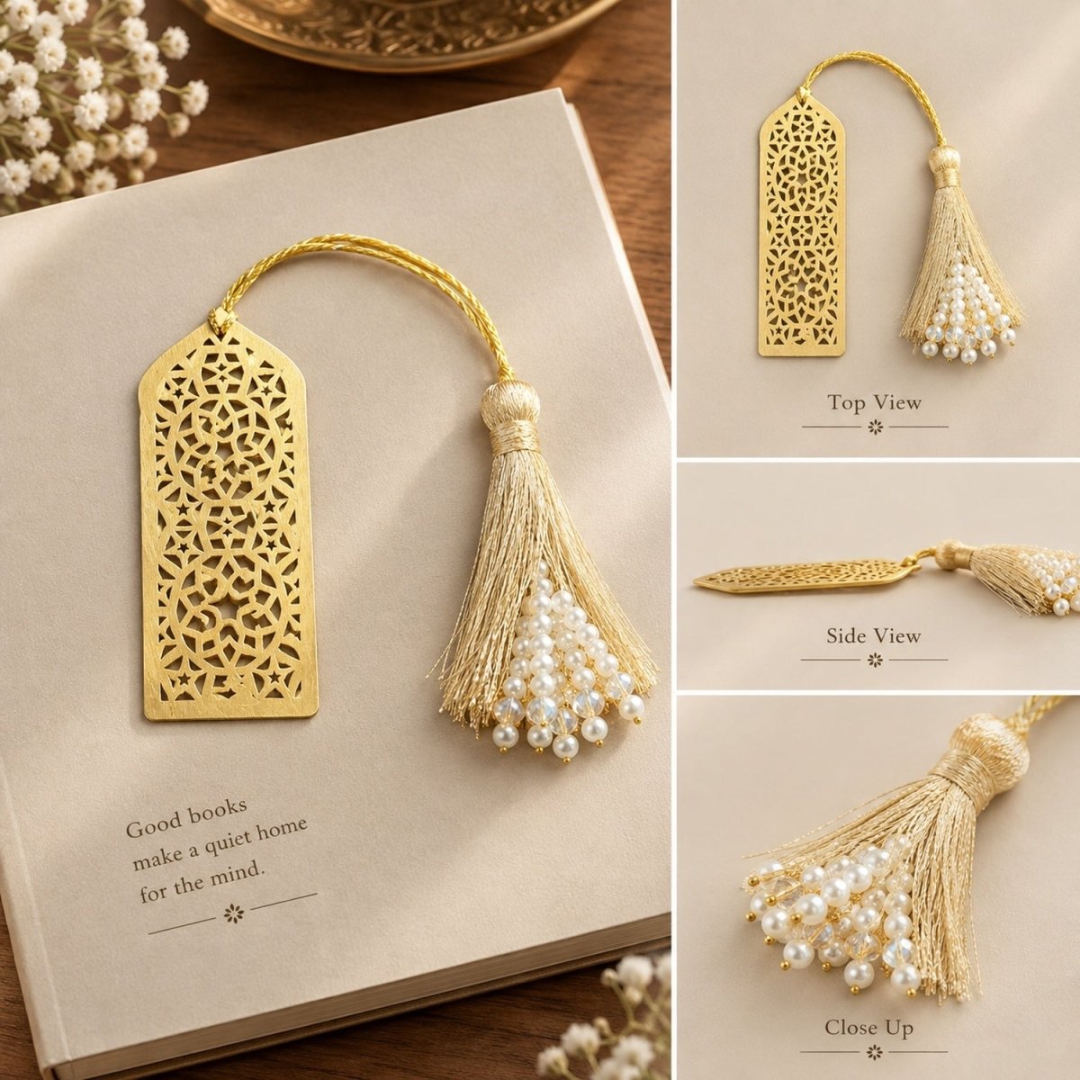 Handcrafted Pure Brass Bookmark with Intricate Cutwork Design – Decorative Bookmark for Book Lovers - Luxeartisanship