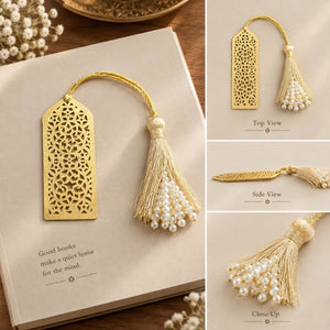 Handcrafted Pure Brass Bookmark with Intricate Cutwork Design – Decorative Bookmark for Book Lovers - Luxeartisanship