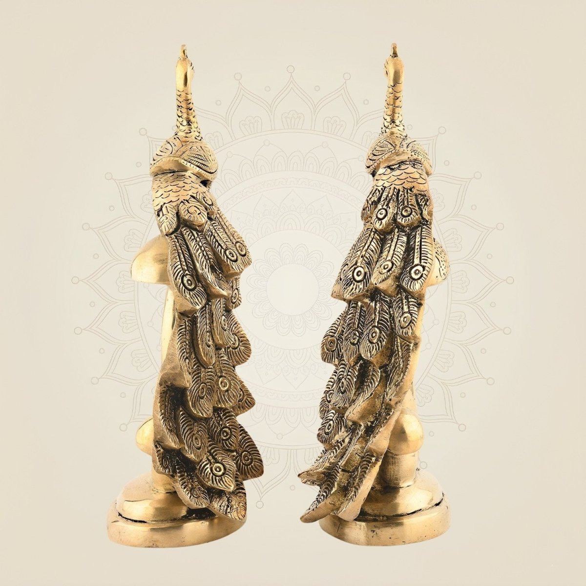 Handcrafted Pure Brass Peacock Pair - 8.75" Collectible Decorative Art
