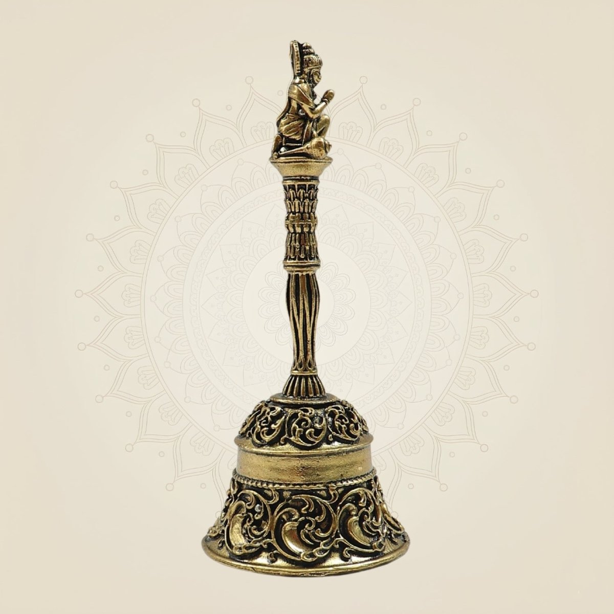 Handcrafted Pure Brass Pooja Bell 4.5" for Temple & Daily Ritual Use - Luxeartisanship