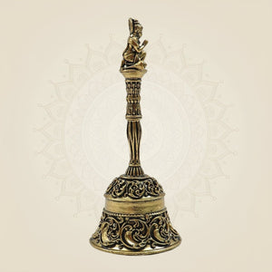 Handcrafted Pure Brass Pooja Bell 4.5" for Temple & Daily Ritual Use - Luxeartisanship