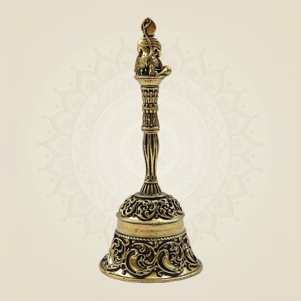 Handcrafted Pure Brass Pooja Bell 4.5" for Temple & Daily Ritual Use - Luxeartisanship