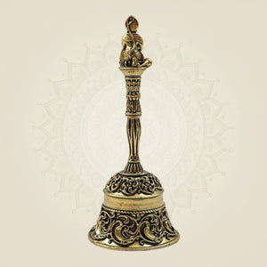 Handcrafted Pure Brass Pooja Bell 4.5" for Temple & Daily Ritual Use - Luxeartisanship