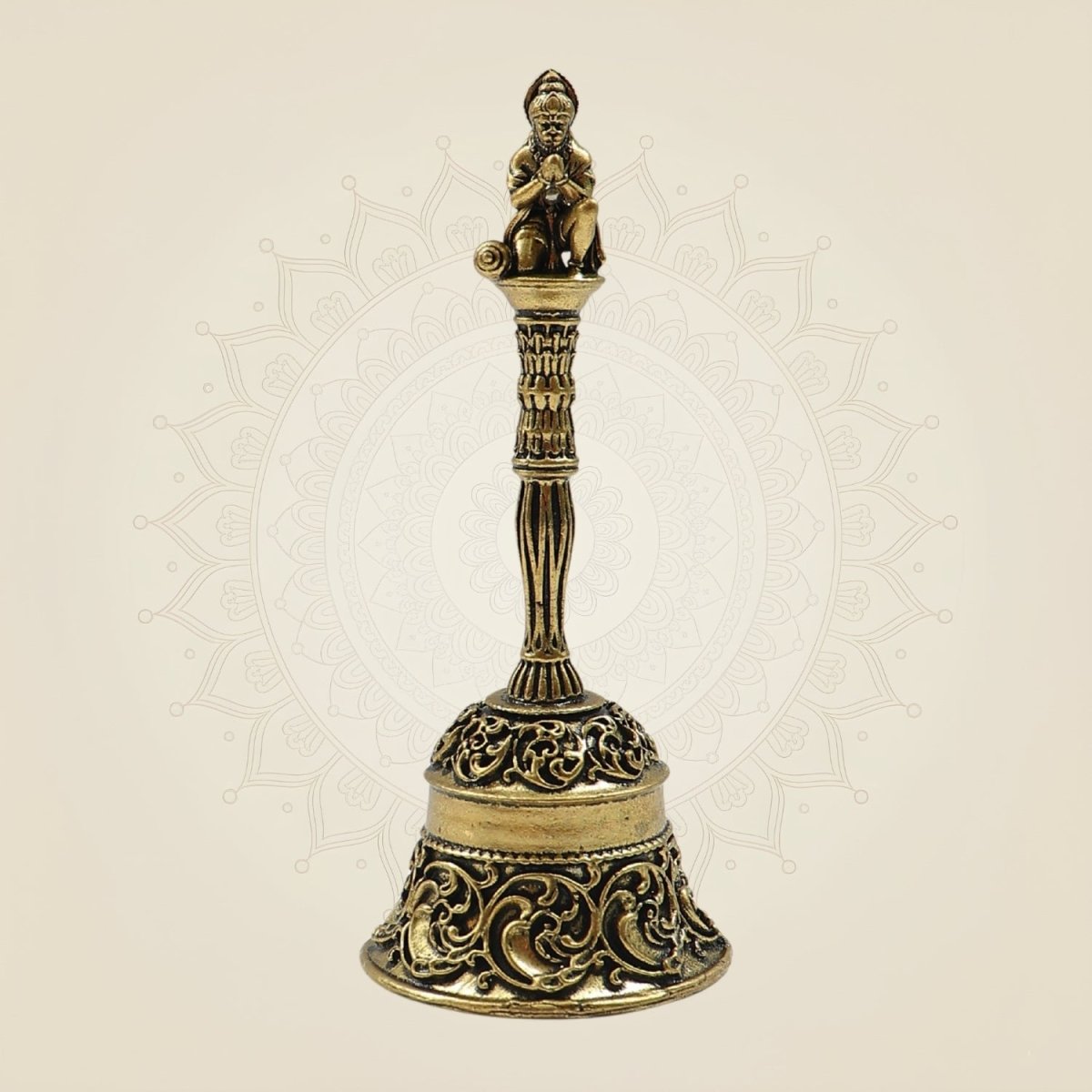 Handcrafted Pure Brass Pooja Bell 4.5" for Temple & Daily Ritual Use - Luxeartisanship