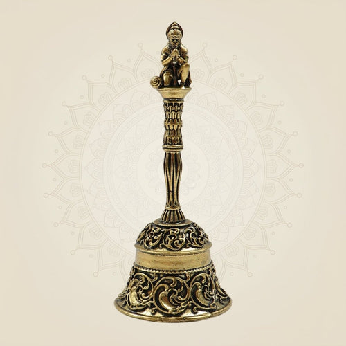 Handcrafted Pure Brass Pooja Bell 4.5" for Temple & Daily Ritual Use