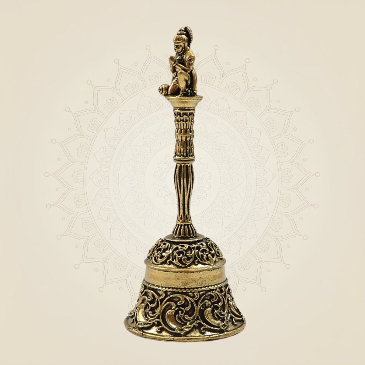 Handcrafted Pure Brass Pooja Bell 4.5" for Temple & Daily Ritual Use - Luxeartisanship