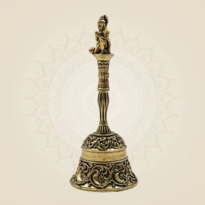 Handcrafted Pure Brass Pooja Bell 4.5" for Temple & Daily Ritual Use - Luxeartisanship