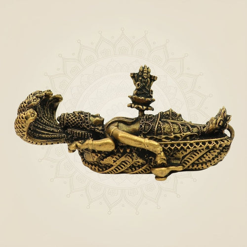 Vishnu on Sheshnag Bronze Idol – Divine Anantashayana Idol 1.50"