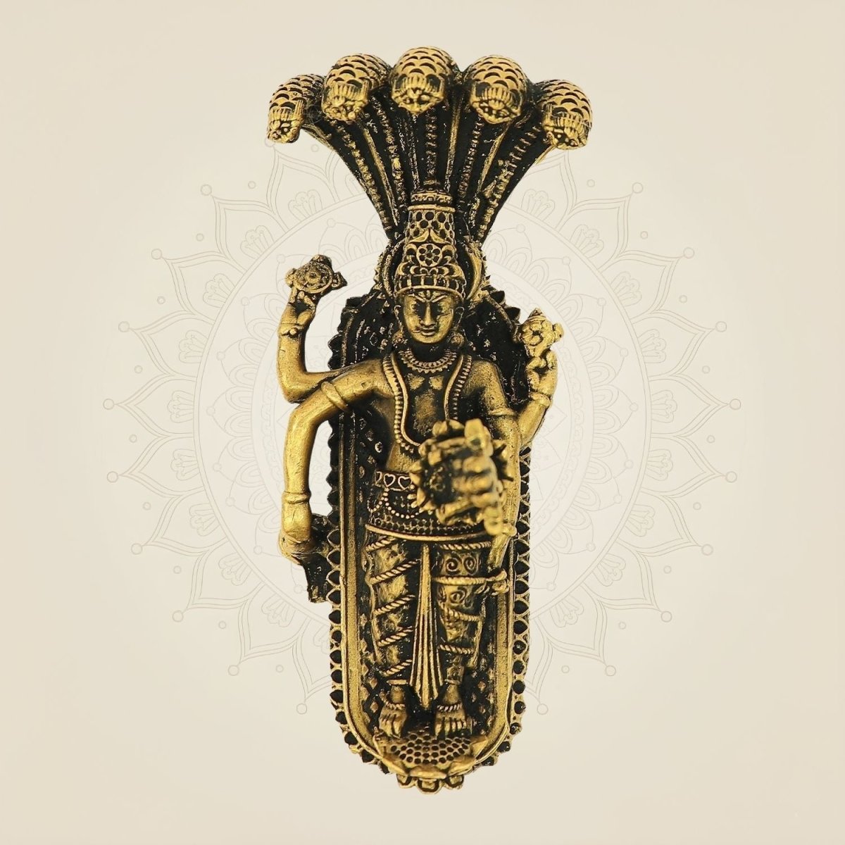 Handcrafted Vishnu on Sheshnag Bronze Idol – Divine Anantashayana Idol - 1.50" - Luxeartisanship