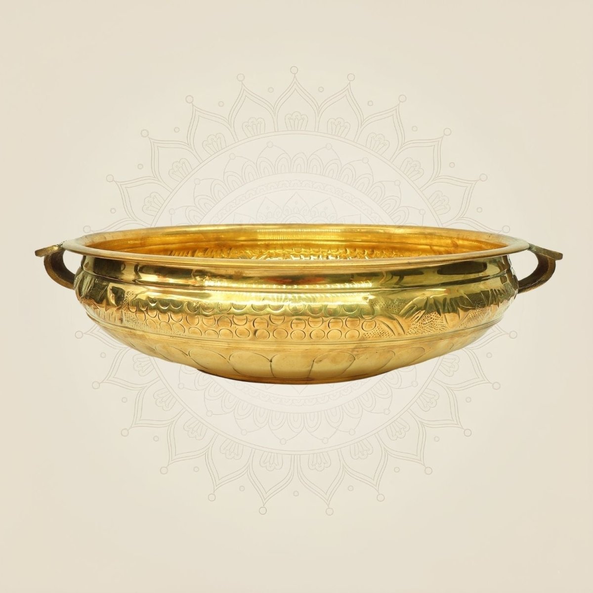Handmade Brass Urli Bowl with Handles | Flower Decoration & Pooja Decor - Luxeartisanship