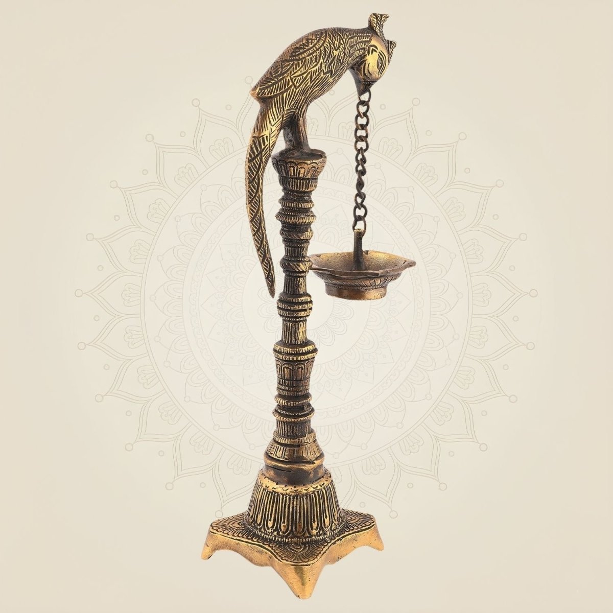 Hanging Brass Parrot Oil Lamp